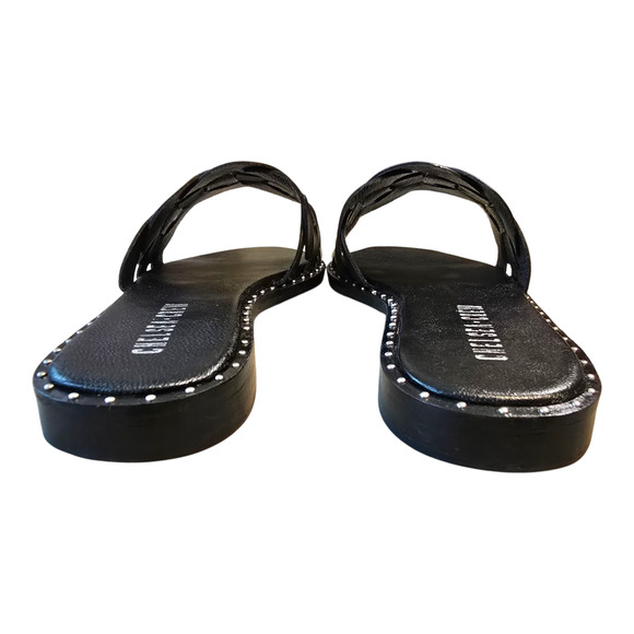 Chelsea Crew Tracy Studded Flats Womens Size 6 Black Open Toe Casual Office - Picture 6 of 11